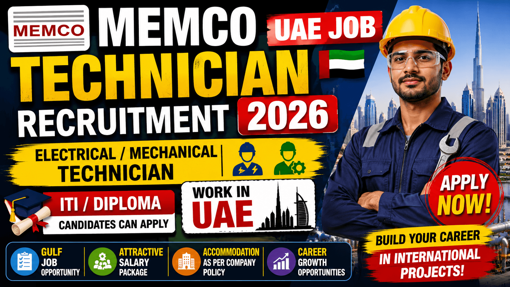 MEMCO UAE Technician Recruitment 2026: ITI & Diploma Candidates Ke Liye UAE Job Opportunity