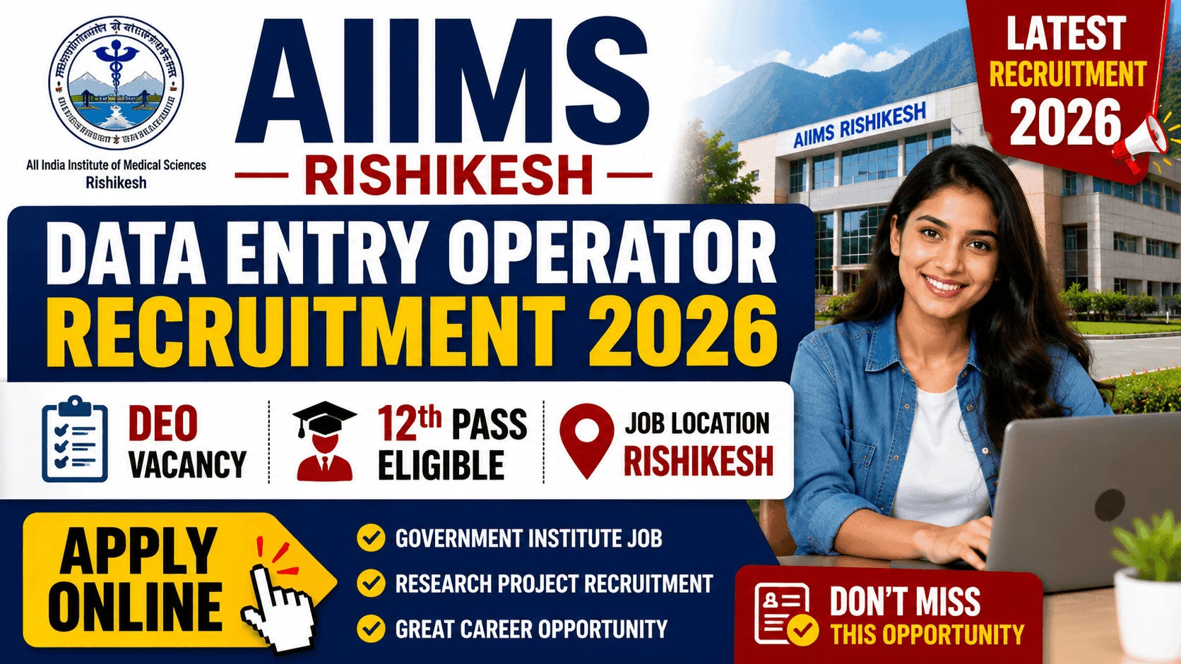 AIIMS Rishikesh Data Entry Operator Recruitment 2026