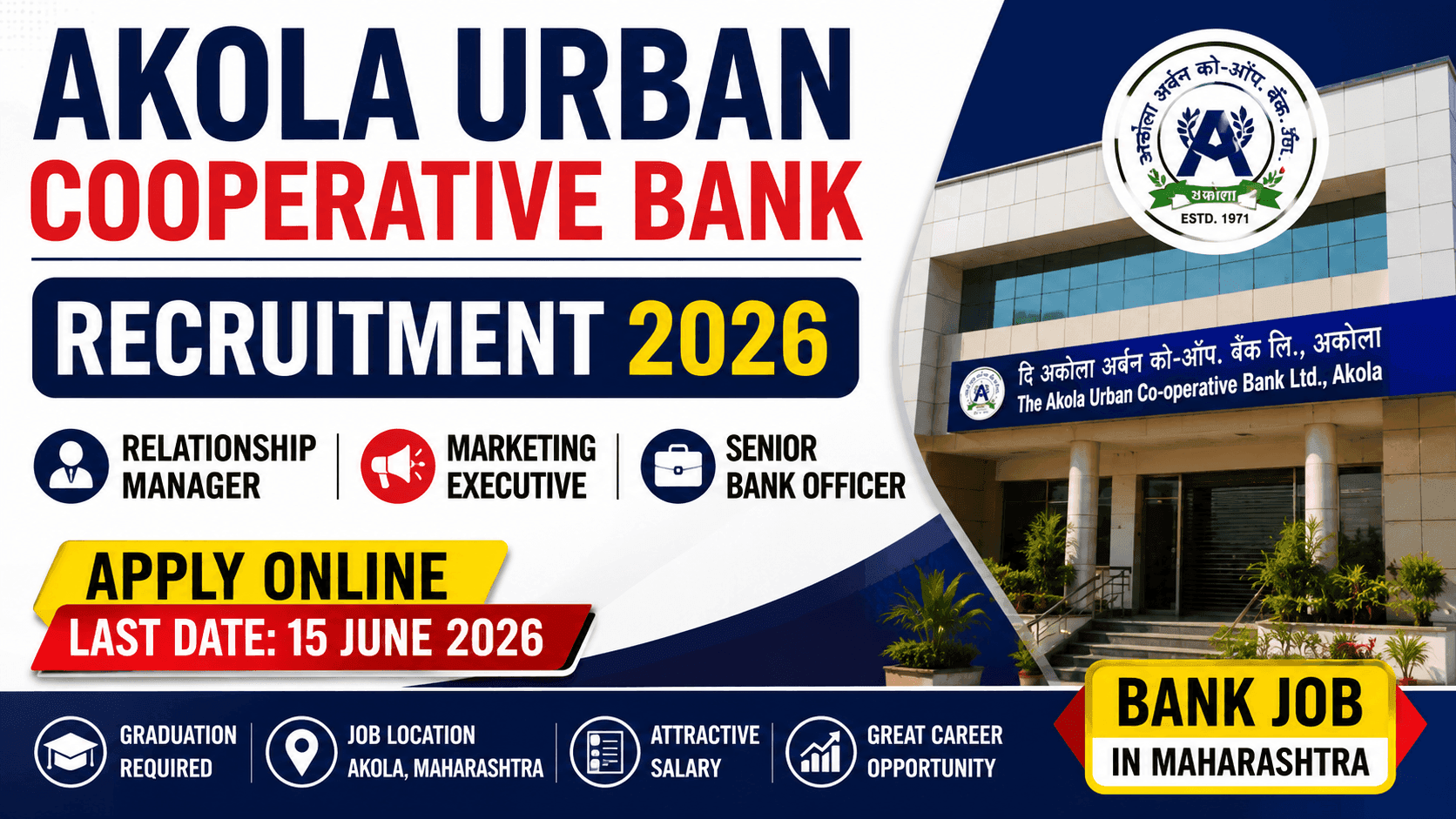 Akola Urban Cooperative Bank Recruitment 2026 Apply for RM Posts Relationship Manager