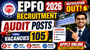 EPFO Recruitment 2026 Notification Out — 74 Audit Posts | Deputy Director, Assistant Director, AAO, Auditor 2 EPFO Recruitment 2026 Notification Out