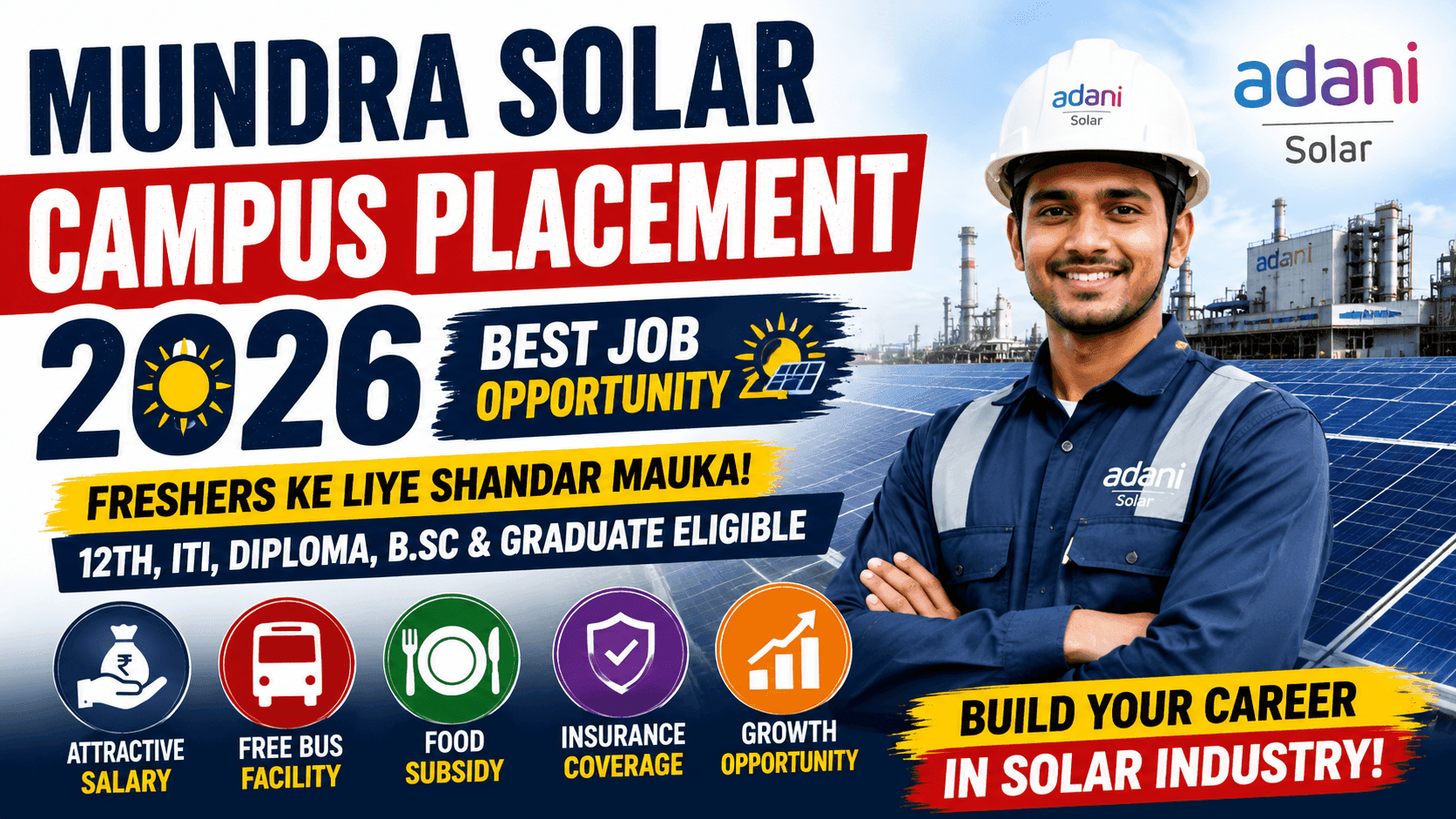 Mundra Adani Solar Campus Placement 2026: Best Job Opportunity for ITI Freshers