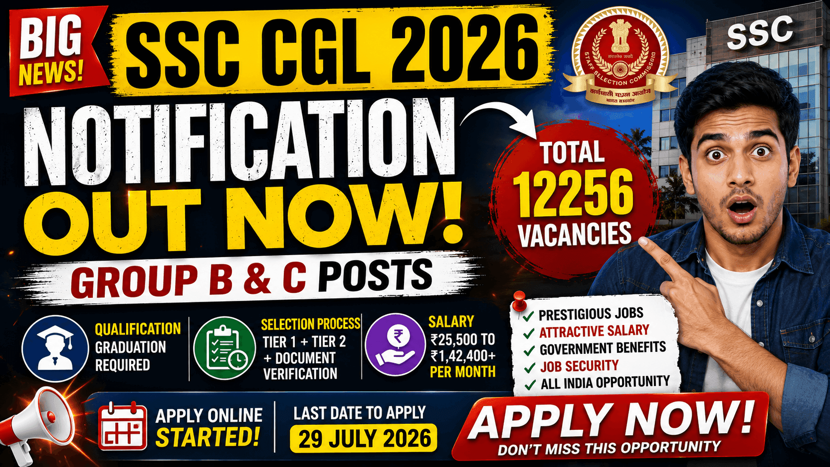 SSC CGL Notification 2026 Out 21 May