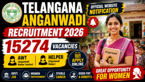 Telangana Anganwadi Recruitment 2026: Official Website Notification 15274 Vacancies, AWT & Helper 2 Telangana Anganwadi Recruitment 2026