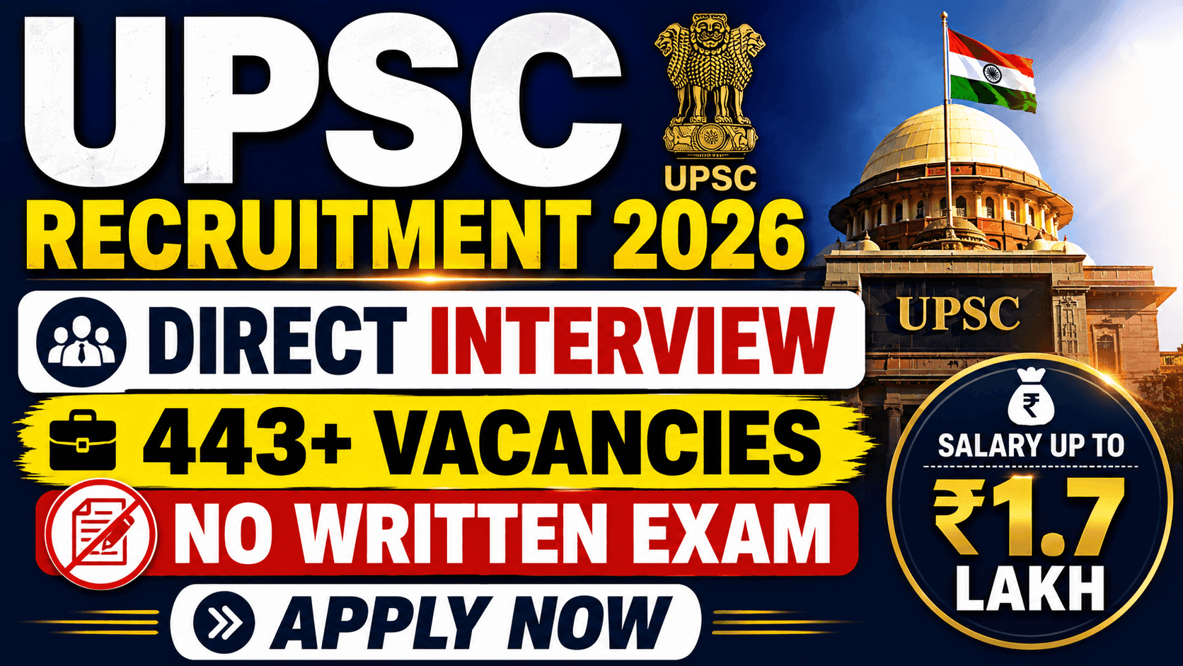 UPSC Direct Interview Recruitment 2026 Notification Out