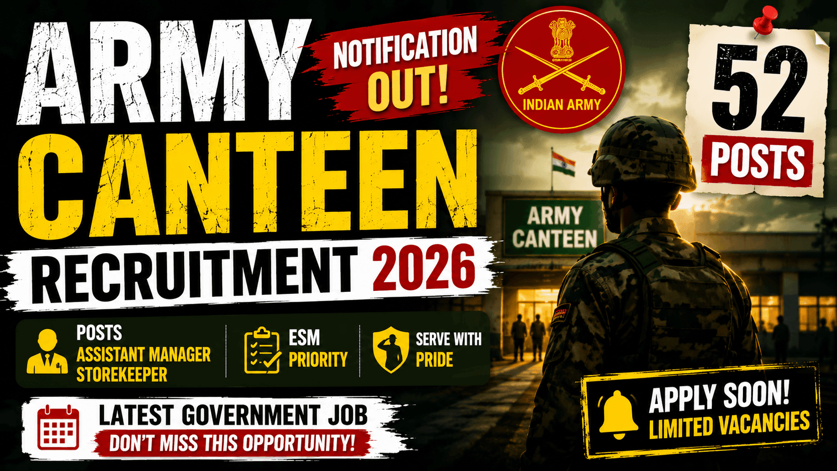 Army Canteen Bangalore Recruitment 2026