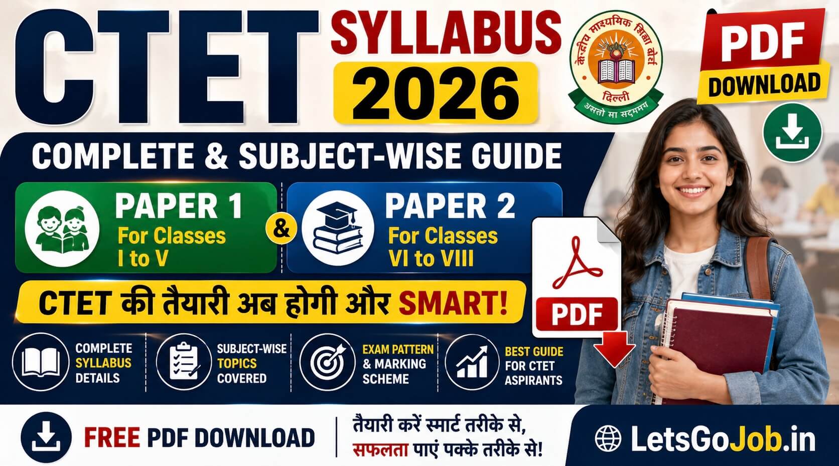 CTET Syllabus 2026 PDF Download — Paper 1 & Paper 2 का Complete और Subject-wise Guide 1 CTET Syllabus 2026 PDF Download — Paper 1 & Paper 2 का Complete और Powerful Subject-wise Guide