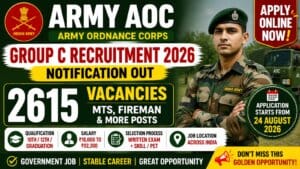 Army AOC Group C Recruitment 2026 Notification — 2615 Posts, MTS, Fireman & Other Posts 2 Army AOC Group C Recruitment 2026 Notification — 2615 Posts, MTS, Fireman & Other Posts