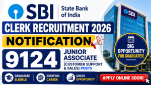 SBI Clerk Recruitment 2026 Notification — 9124 Junior Associate (Customer Support & Sales) Posts 2 SBI Clerk Recruitment 2026 Notification — 9124 Junior Associate (Customer Support & Sales) Posts