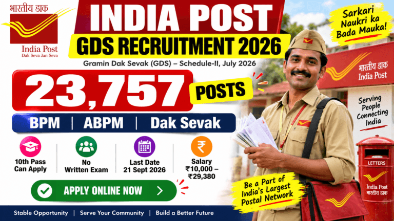 India Post GDS Recruitment 2026 – Apply Online for 23,757 BPM, ABPM & Dak Sevak Posts